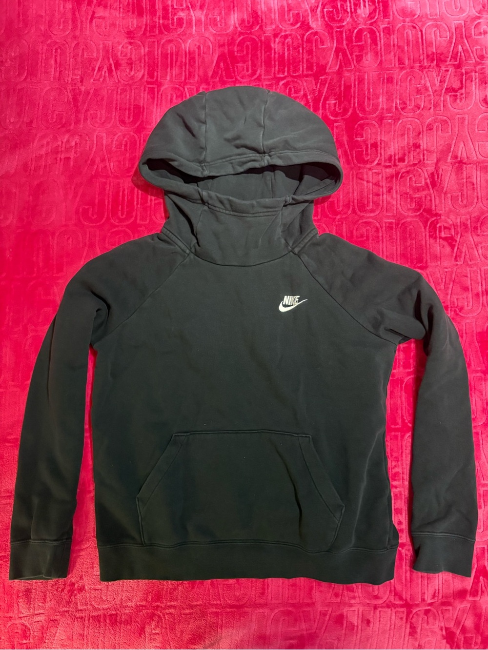 Nike Sportswear Black Funnel Neck Hoodie | Minimalist Swoosh Pullover
